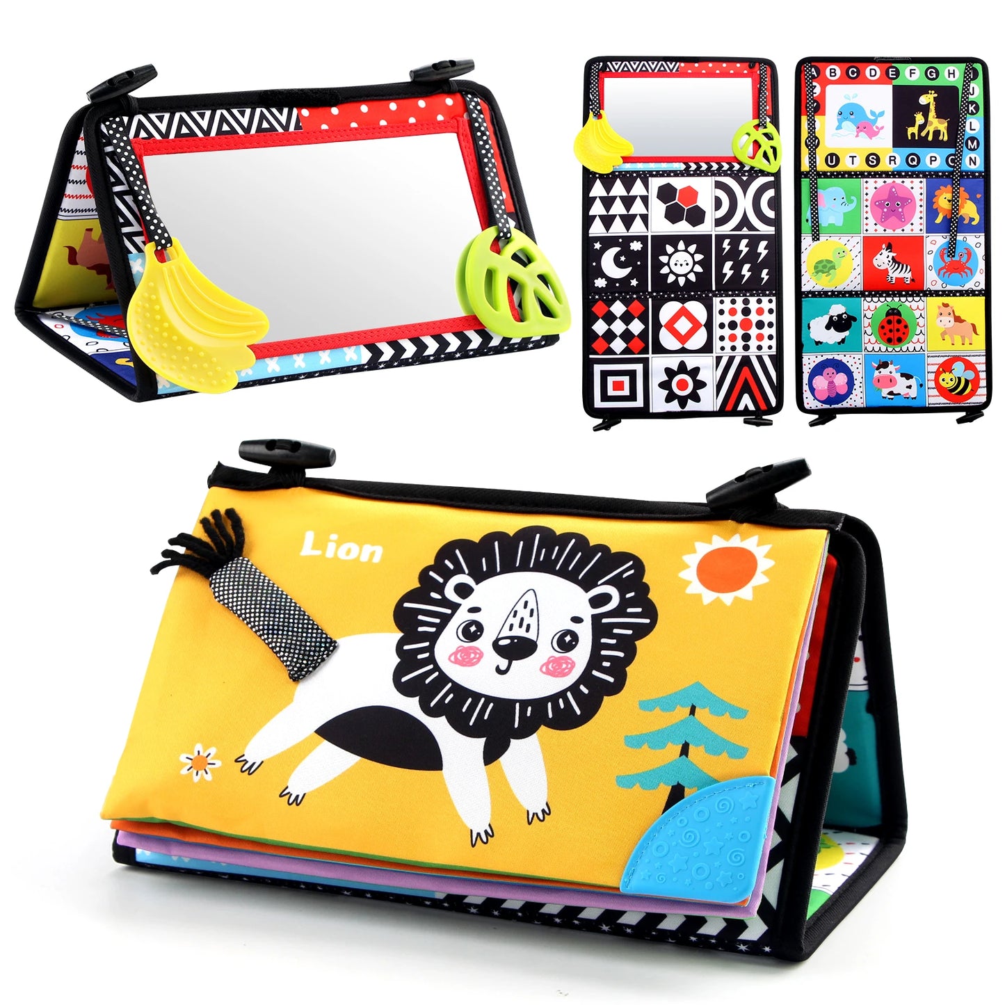 Black White Baby Floor Mirror Tummy Time Sensory Toys 6-24 Months