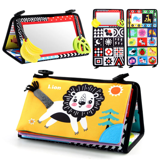 Black White Baby Floor Mirror Tummy Time Sensory Toys 6-24 Months Peaceful Pleasures Health and Wellness Black and white