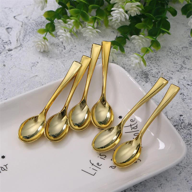 24-Piece Gold Disposable Plastic Spoons & Forks Party Set Disposable Flatware Set Peaceful Pleasures Health and Wellness