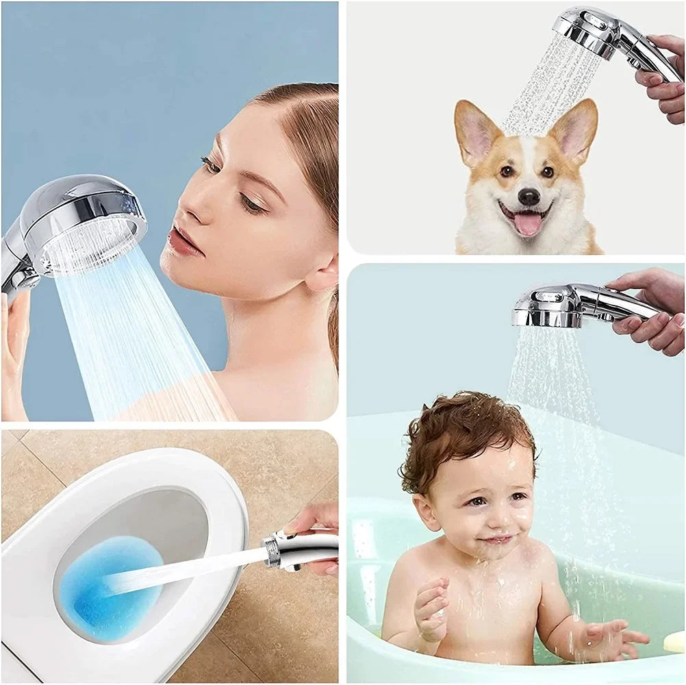 High Pressure 3-Mode Handheld Shower Head | Water Saving