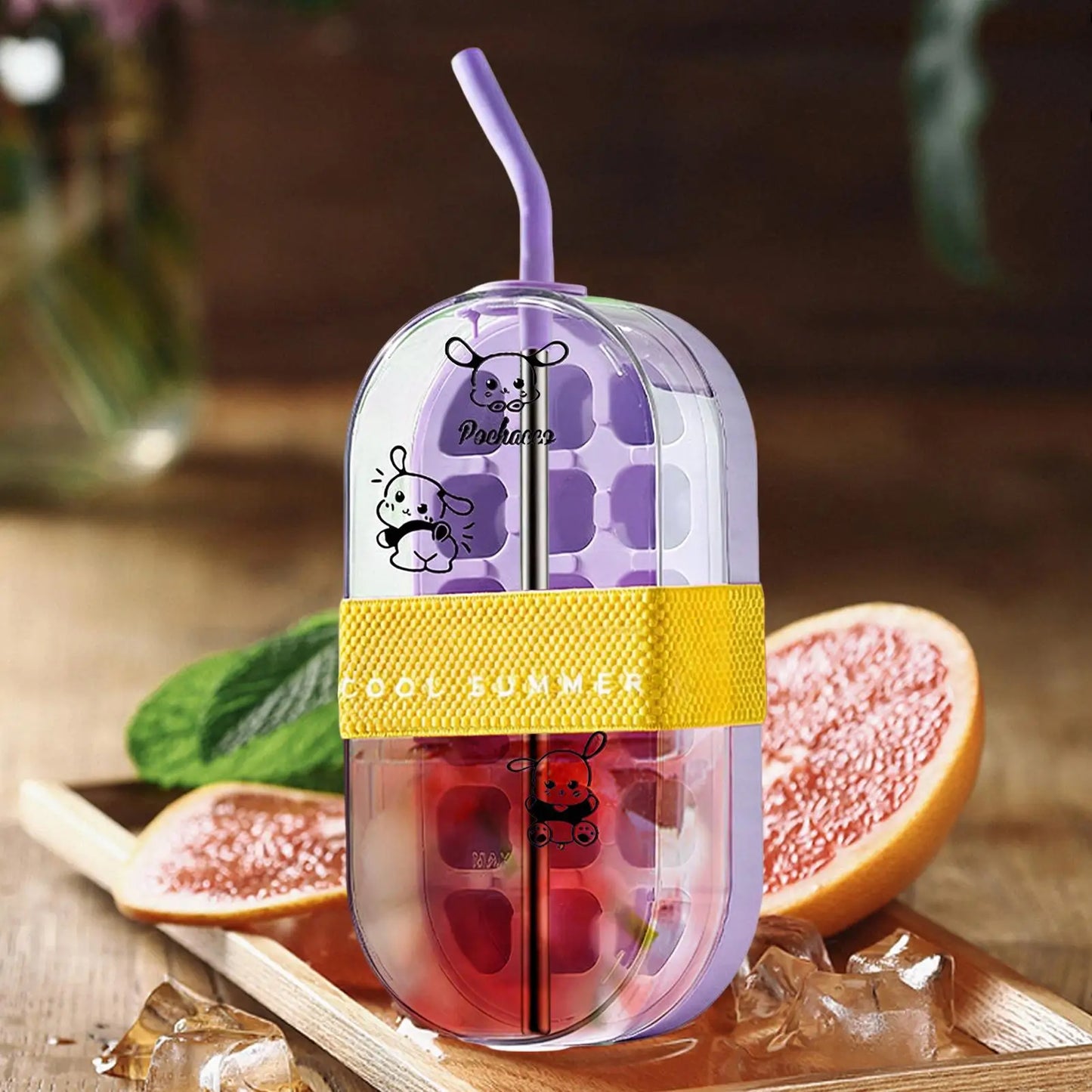 2-In-1 Touch Free Ice Tray Bottle | Portable Ice Maker & Straw Ice Maker Bottle Peaceful Pleasures Health and Wellness
