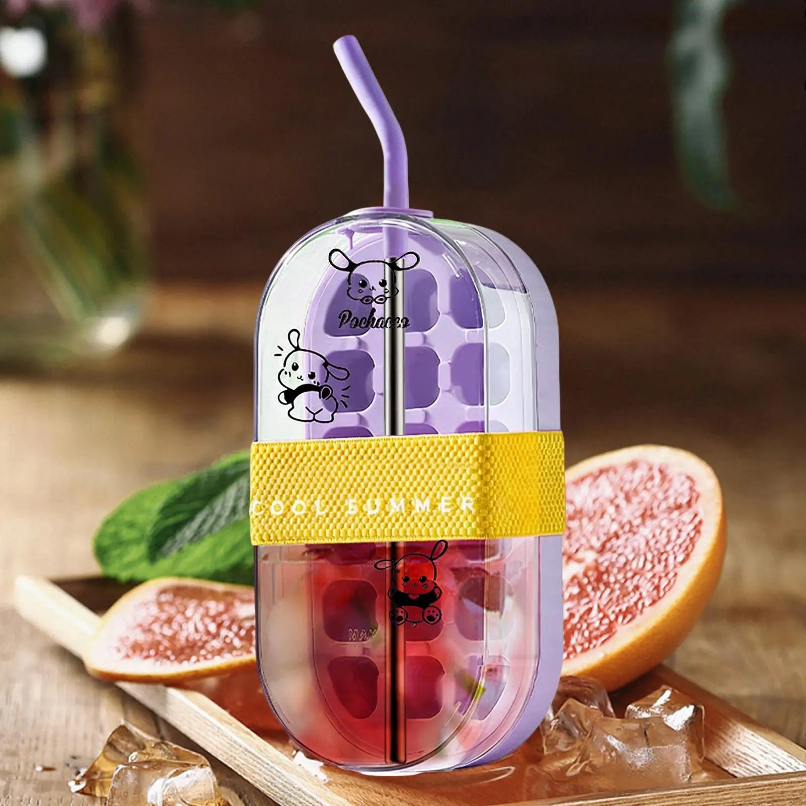 2-In-1 Touch Free Ice Tray Bottle | Portable Ice Maker & Straw Ice Maker Bottle Peaceful Pleasures Health and Wellness