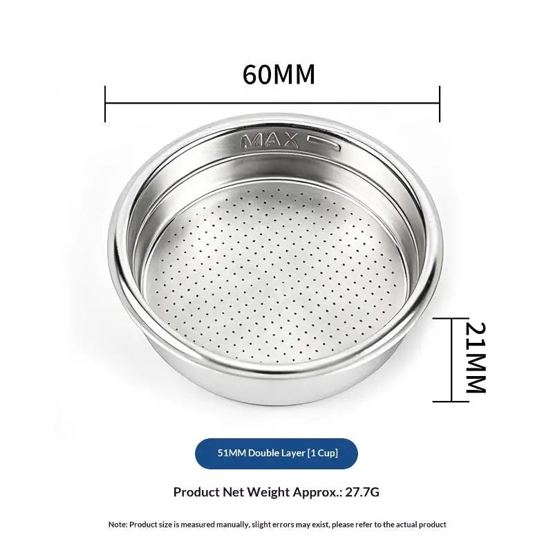 51/54mm Espresso Filter Basket | 304 Stainless Steel Portafilter
