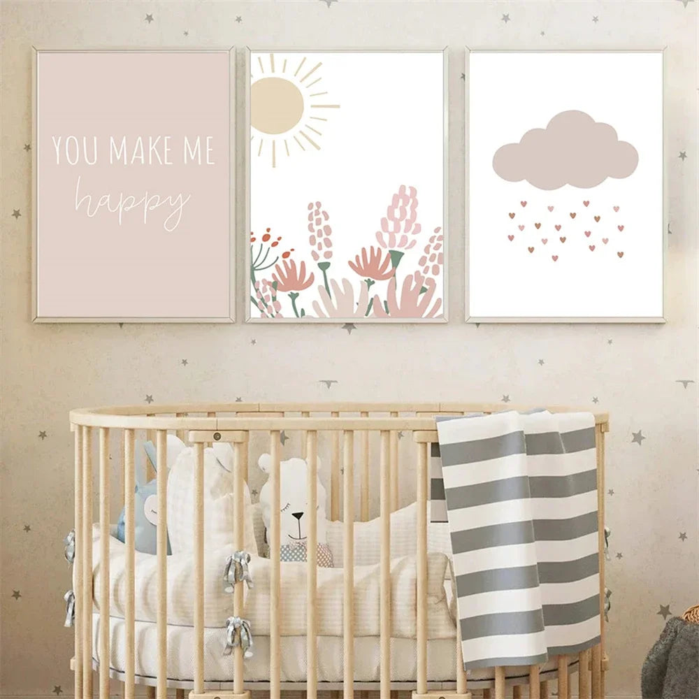 Rainbow Cloud Nursery Canvas Wall Art | Kids Room Poster