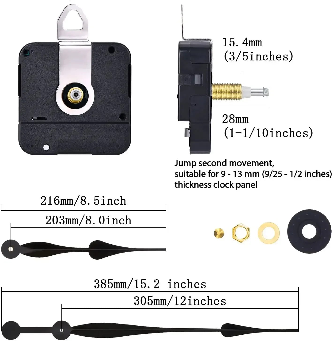 High Torque Quartz Wall Clock Movement Silent DIY Clock Mechanism 30cm Long Metal Clock Needle Large Torque Movement Parts Peaceful Pleasures Health and Wellness
