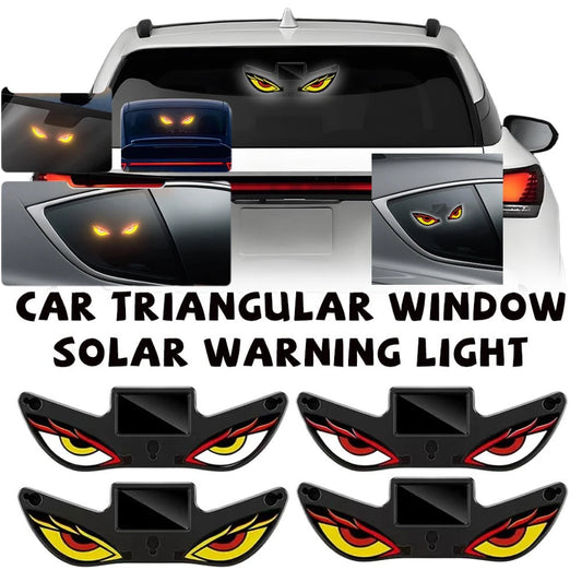 Solar Luminous Car LED Warning Light Dynamic Devil Eye Design Truck Decoration Light Car Triangular Window Solar Warning Light Peaceful Pleasures Health and Wellness