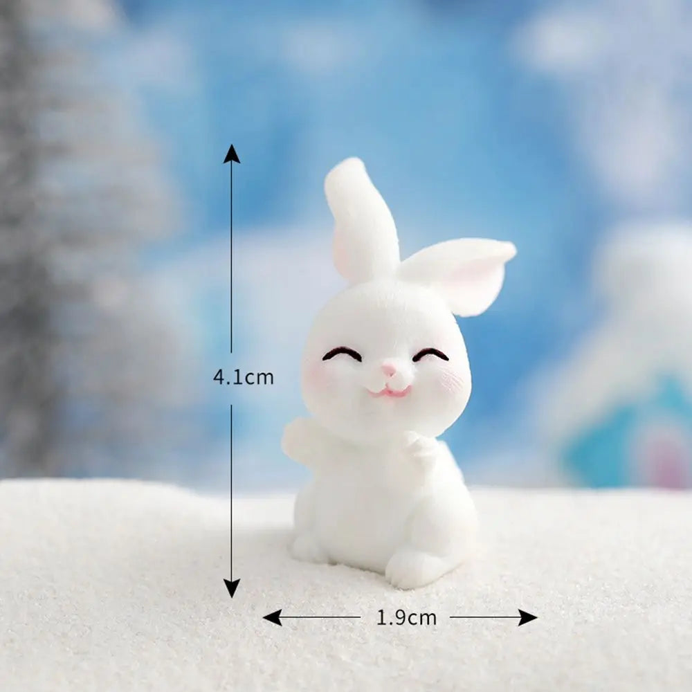 Snowman Bunny Resin Figurine | Micro Landscape Christmas Ornament