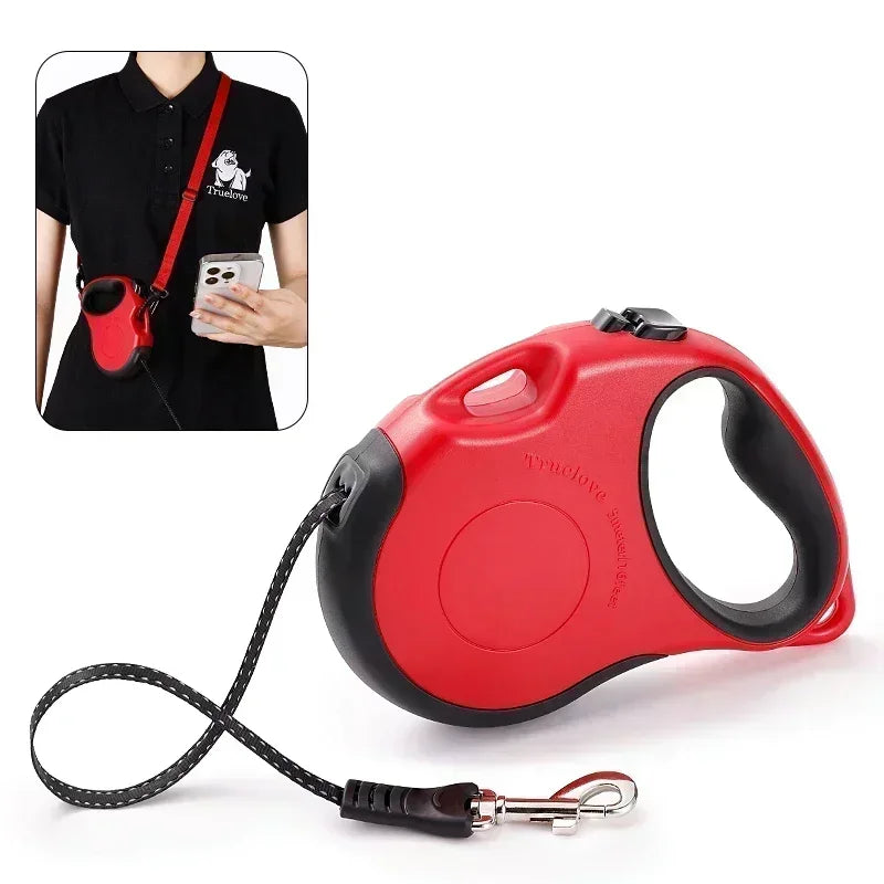 Truelove Tangle Free Retractable Dog Leash 16 Ft Strong Nylon Tape One-Handed Brake Pause Lock Dog Cat Owners Reliable TLL5001 Peaceful Pleasures Health and Wellness Red Black S China Mainland