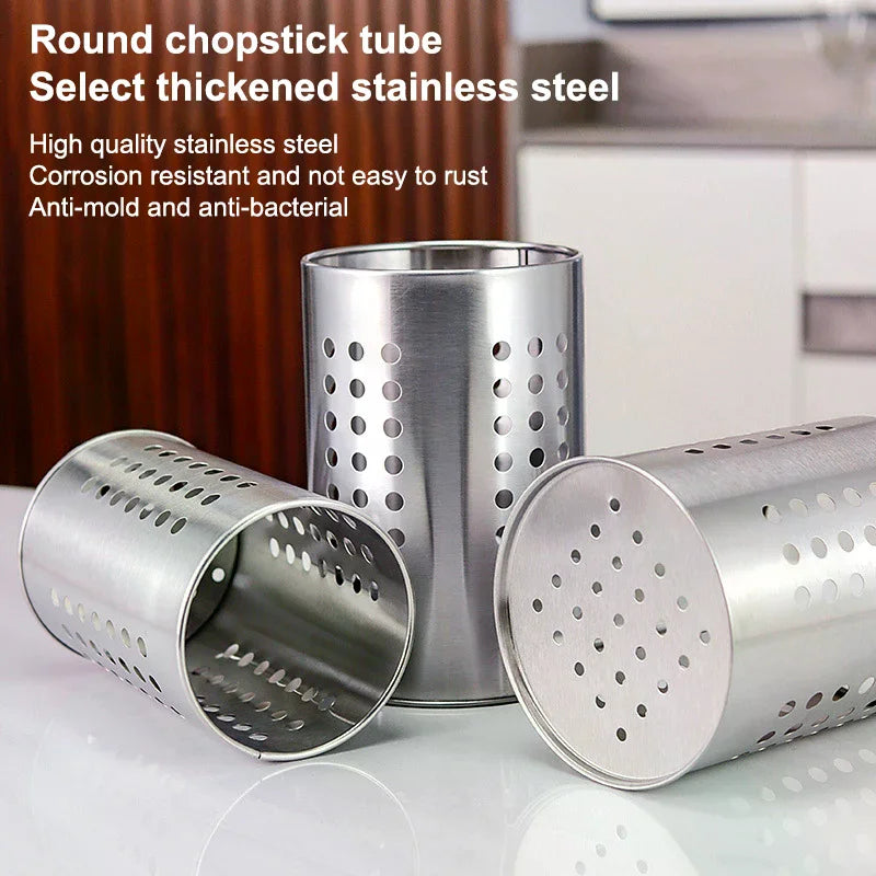 Stainless Steel Chopstick Holder & Utensil Caddy with Drain Holes