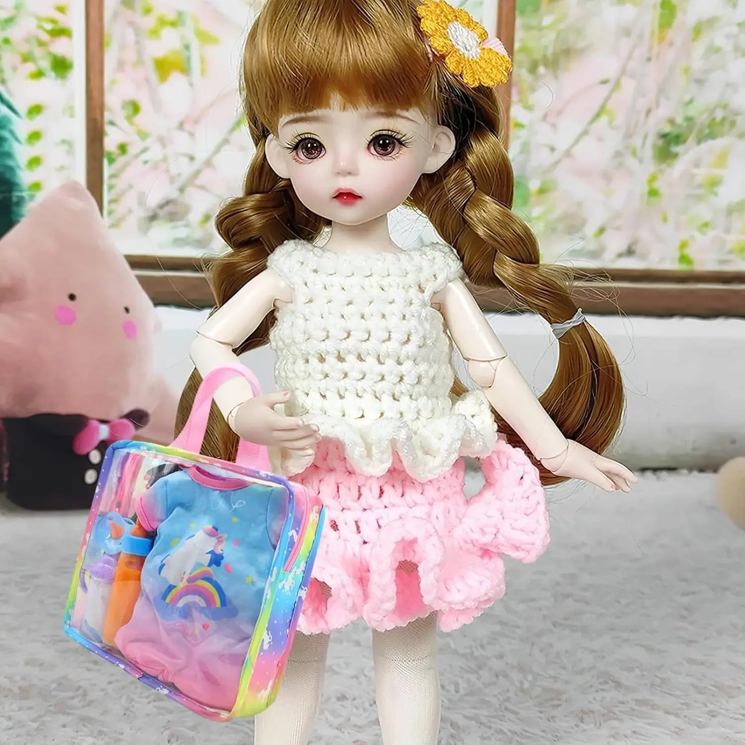 Rainbow Transparent Doll Tote Bag for Clothes & Accessories, 9.64x8.66x3.14 Inches Peaceful Pleasures Health and Wellness