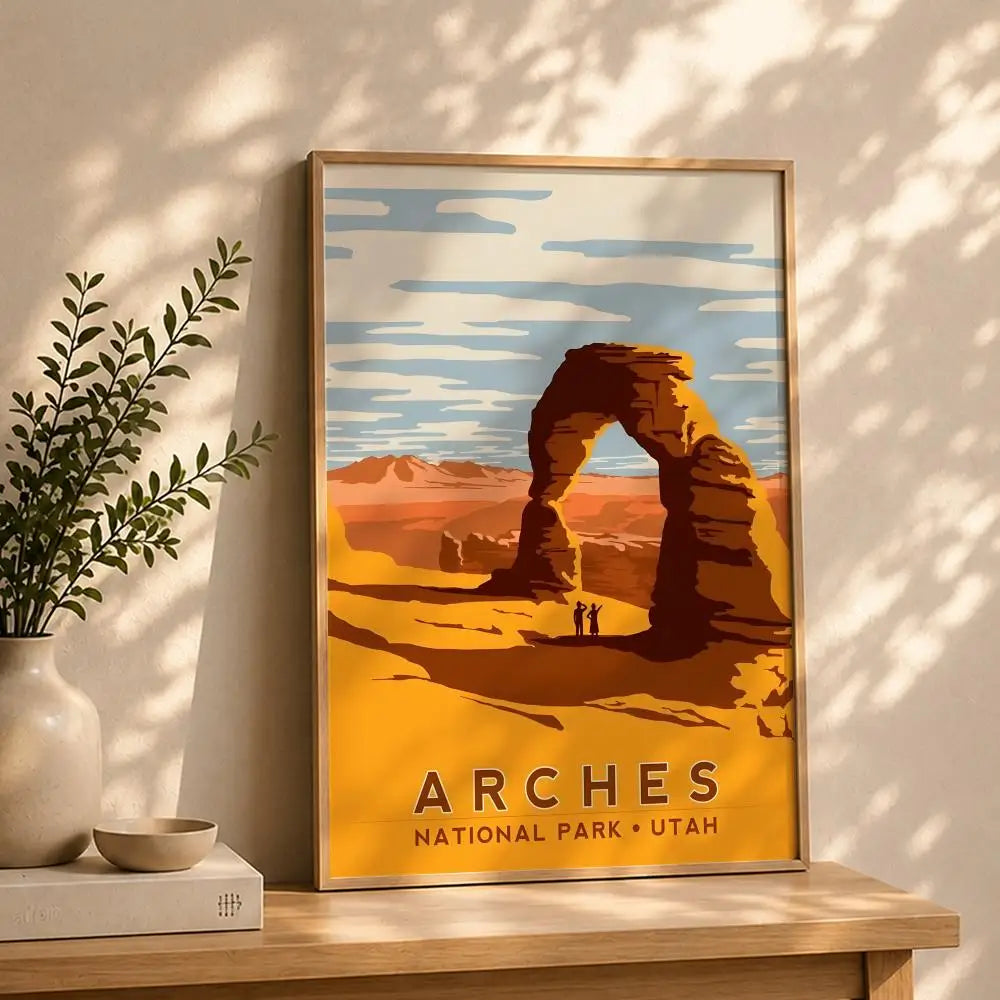 Scenery A-Arches National ParkS Poster HD Self Adhesive Waterproof Wall Art Ideal for Home Office Dorm Bedroom Great Gift Peaceful Pleasures Health and Wellness