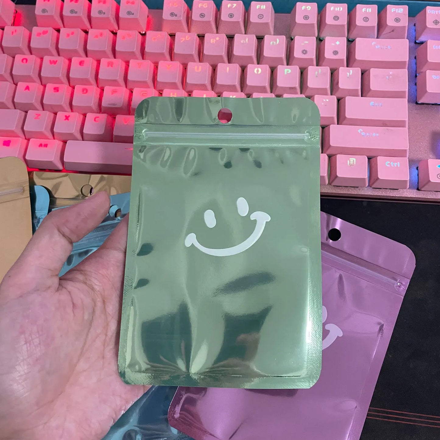 50Pcs Holographic Mylar Bags | Smell Proof Resealable Clear Window