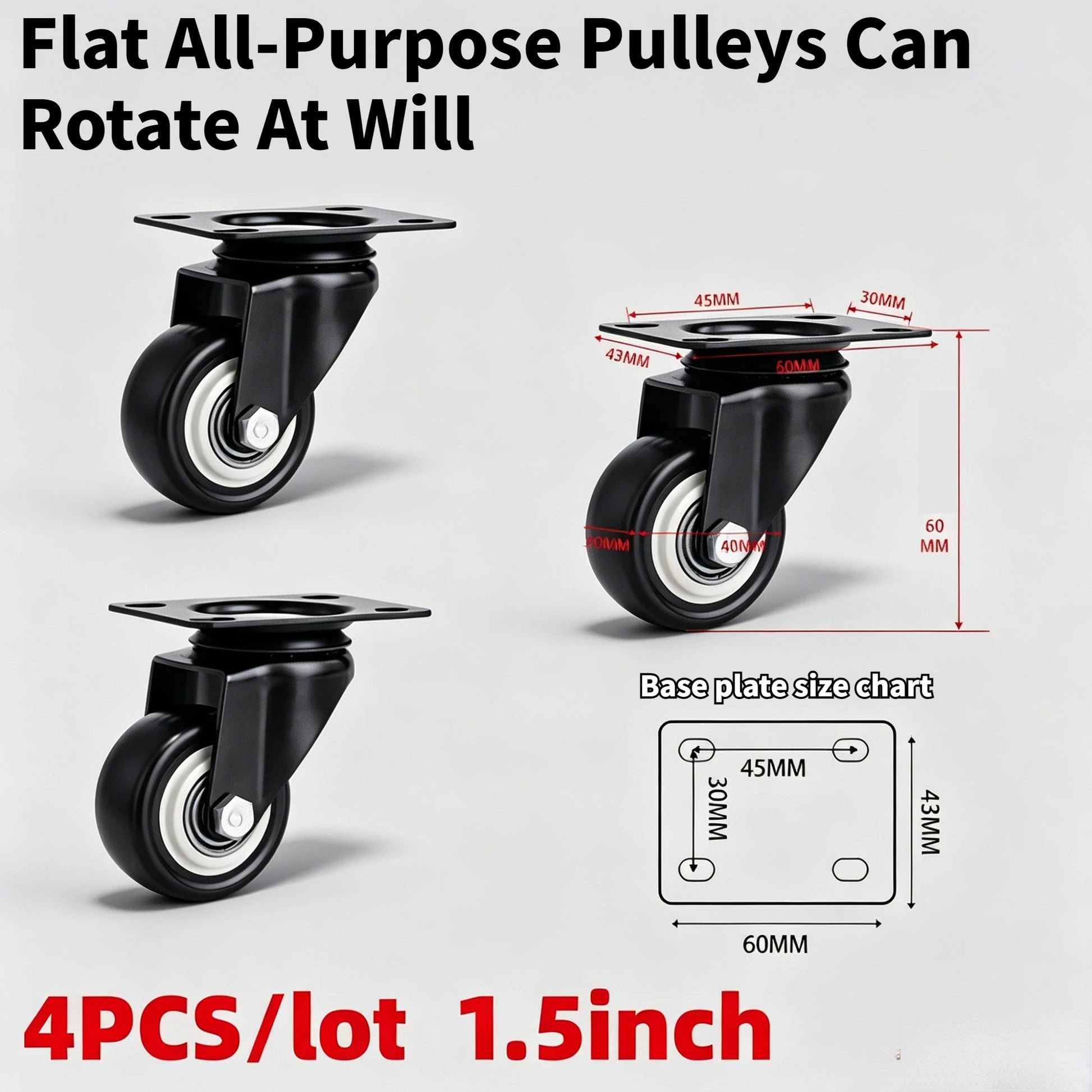 4 Pieces Of 1.5-Inch Universal Wheels Silent Furniture Casters Can Rotate 360° Suitable For Trolleys Cabinets And Scaffolding Peaceful Pleasures Health and Wellness
