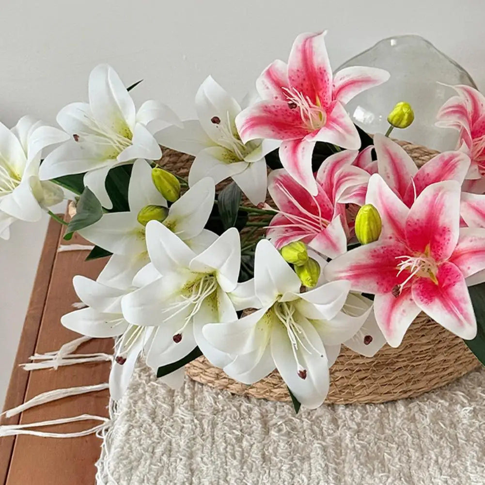 Silk Artificial Lily Bouquet | Faux Flowers for Wedding & Home