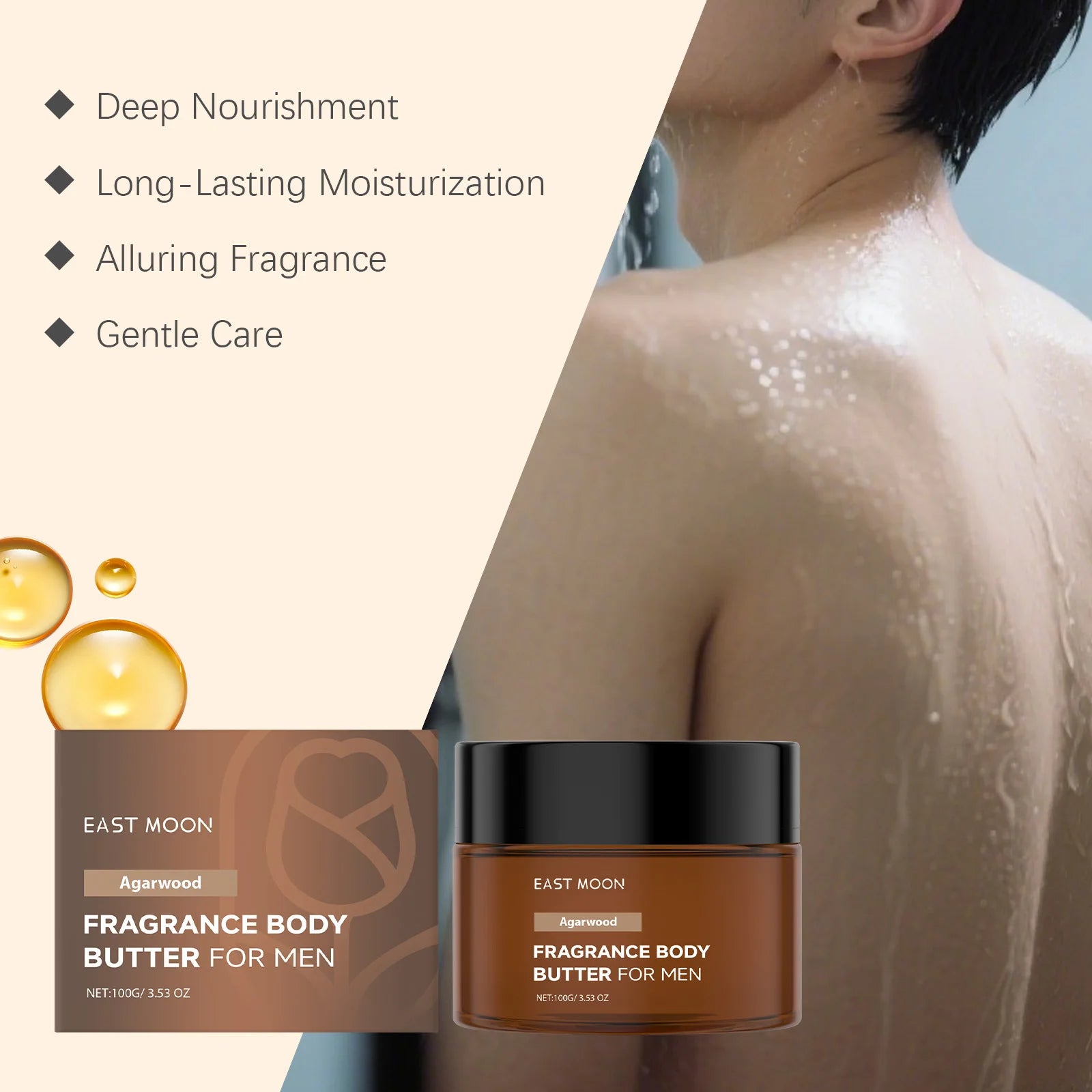 Men's Scented Body Lotion Sandalwood Extract Improves Skin Elasticity Radiance Non Greasy Fast Absorption For Dry Skin Peaceful Pleasures Health and Wellness