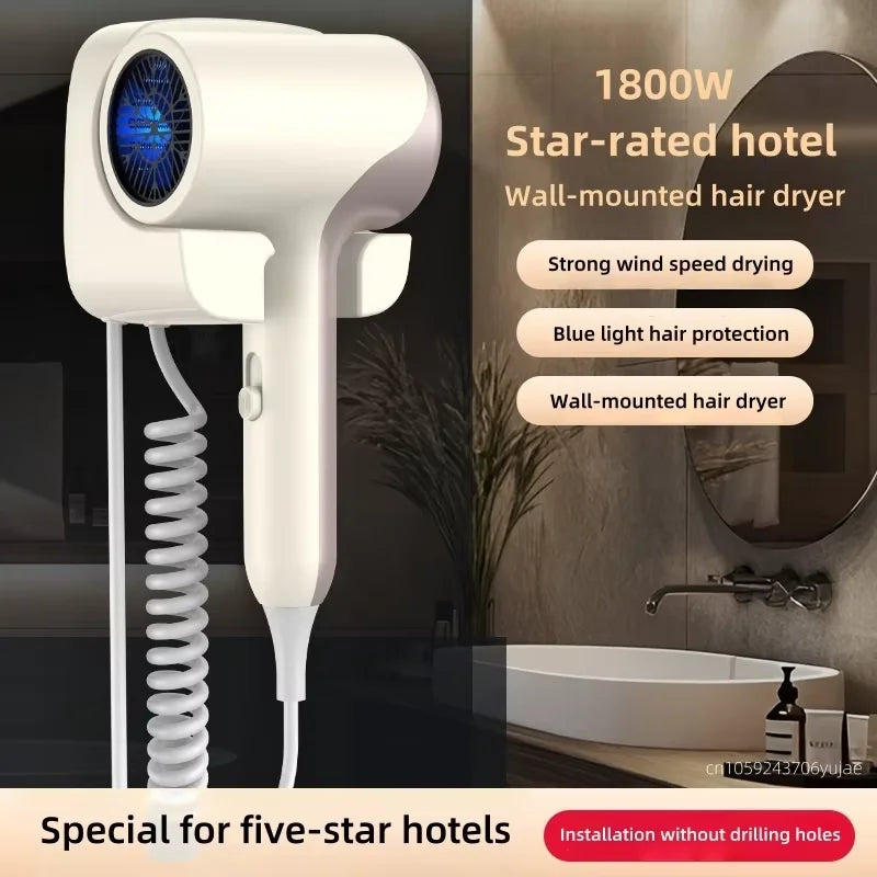 2026 Latest Hotel Wall-Mounted Hair Dryer, 1800W High-Power Negative Ion Hair Care, No-Drill Installation, Hotel-Grade Hair Drye Peaceful Pleasures Health and Wellness