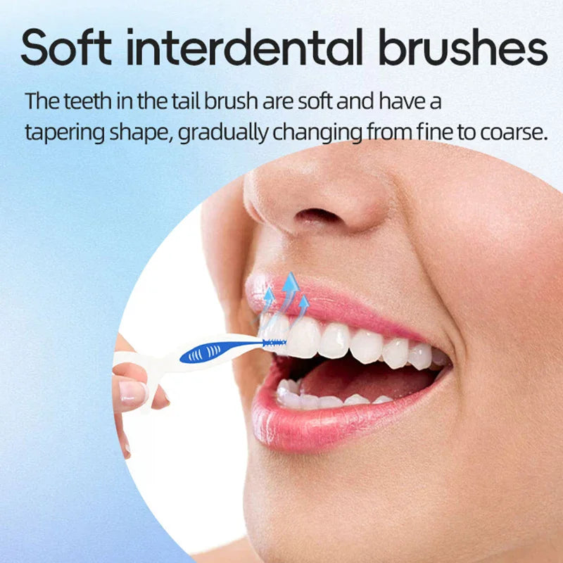 2-In-1 Multifunctional Dental Floss Stick High Elasticity Dental Floss Comfortable Soft Silicone Interdental Brush Oral Care Peaceful Pleasures Health and Wellness