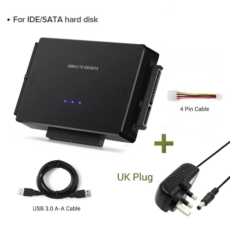 SATA/IDE to USB 3.0 Adapter Hard Drive Adapter Cable Converter for 2.5/3.5 Inch SATA and IDE HDD Support 6TB For PC Macbook Peaceful Pleasures Health and Wellness UK Plug