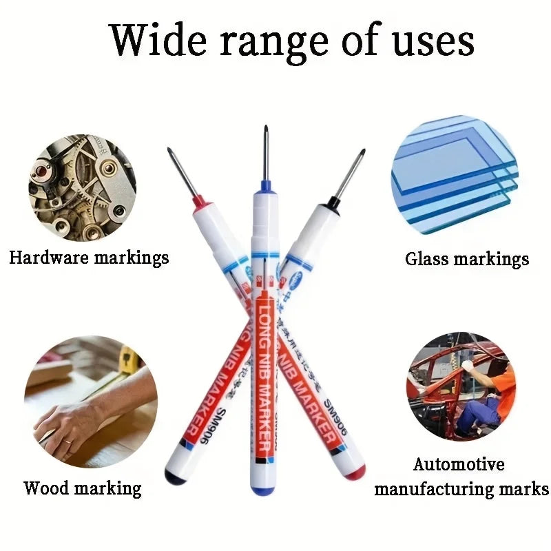 Multi-purpose Deep Hole Long Nib Head Marker Metal Perforating Pen