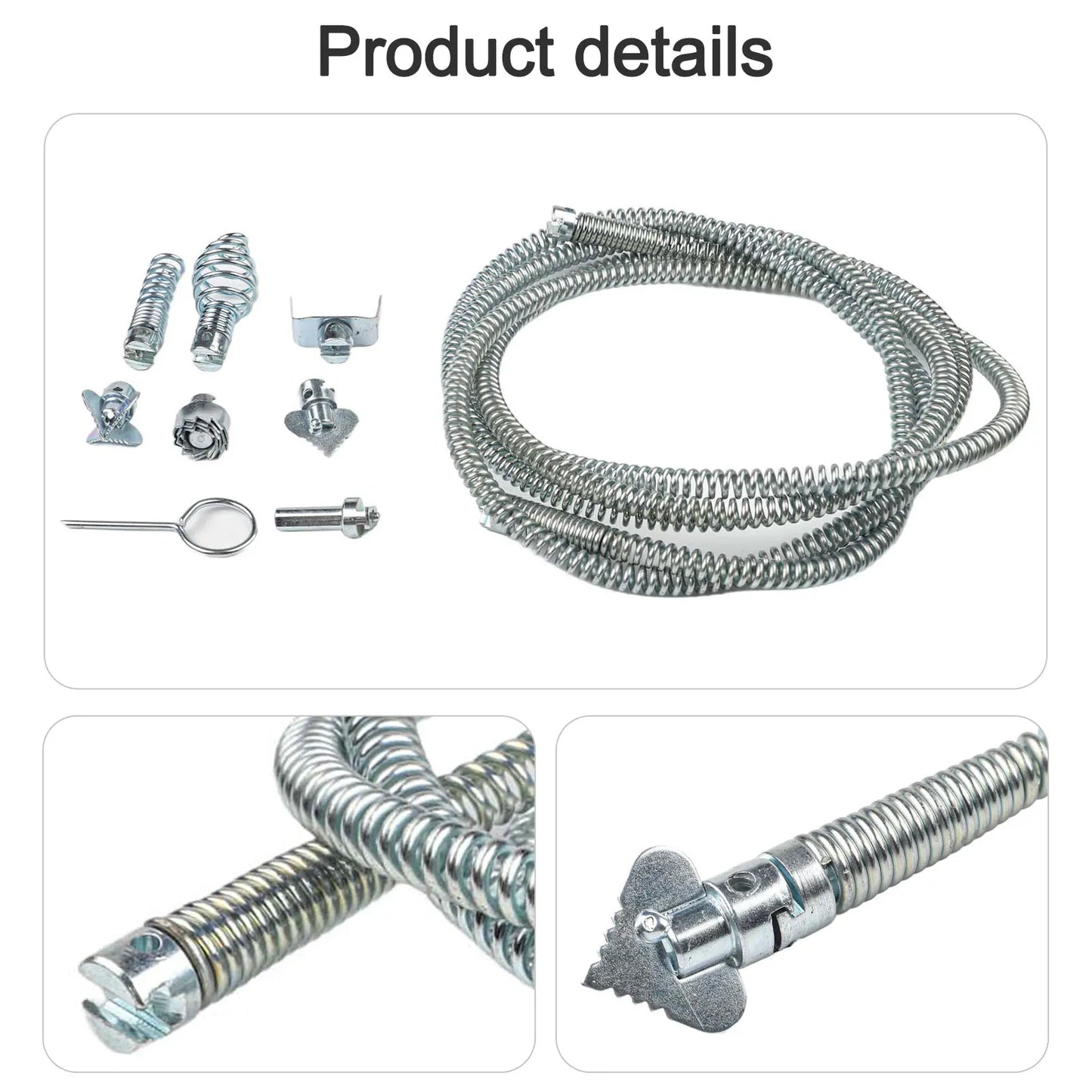 LEENKEA 3M Pipe Cleaning Spiral | 6 Cutting Heads Drain Snake