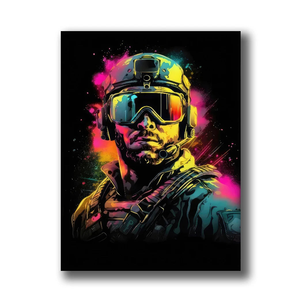 Neon Gaming Canvas Wall Art | Gamepad & Character Poster