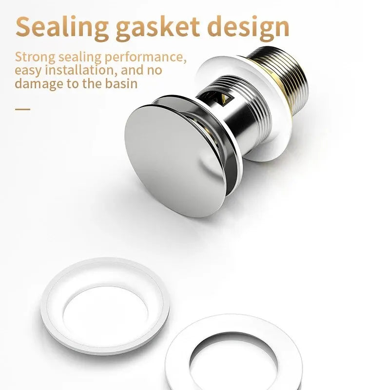Copper Spring Push-Open Bathroom Sink Basin Drain – Chrome