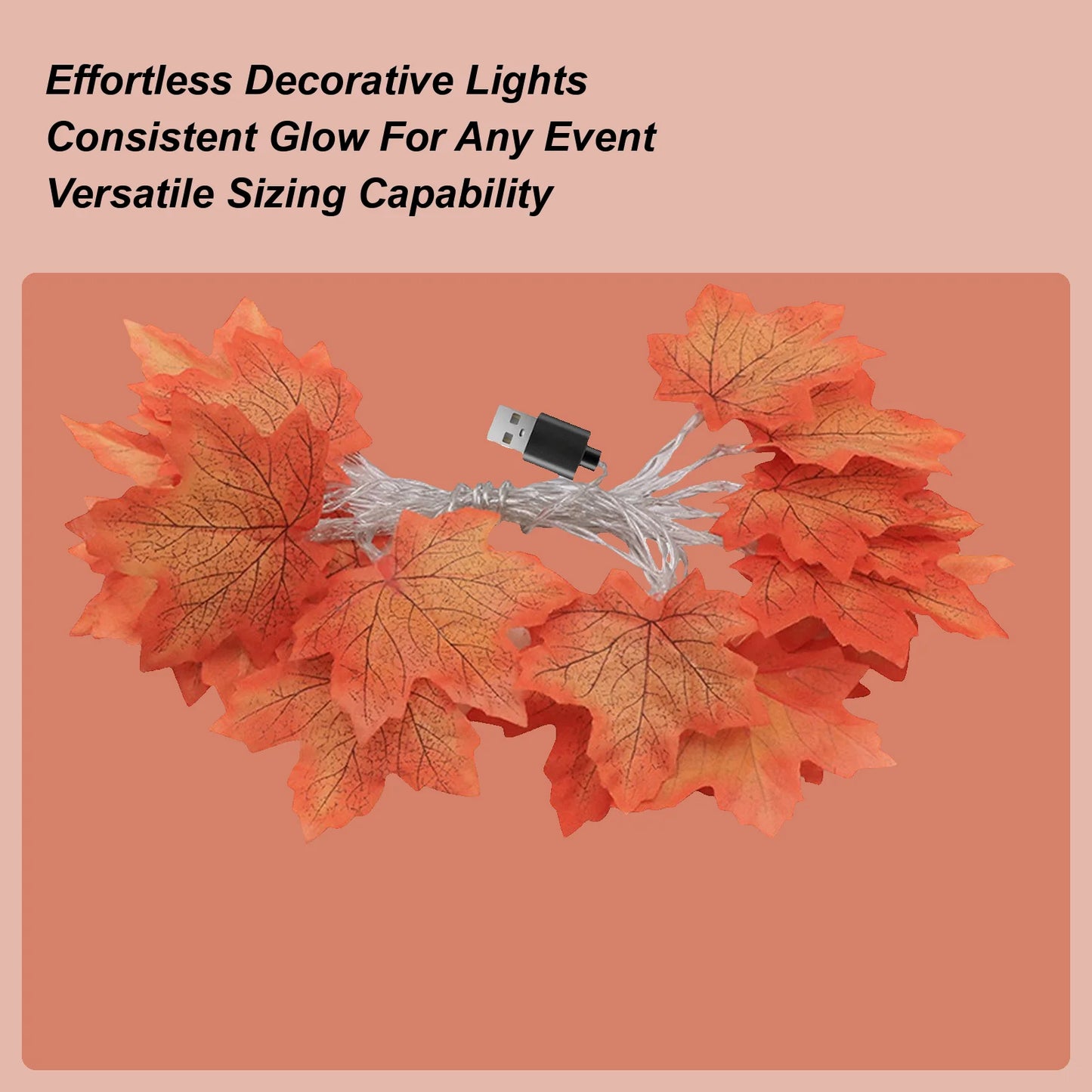 Maple Leaf String Lights 19.69Ft | Fall Halloween Thanksgiving