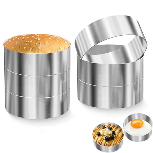 6-Piece Stainless Steel Hamburger Bun Rings | Baking Molds Baking Mold Rings Peaceful Pleasures Health and Wellness 6pcs Set