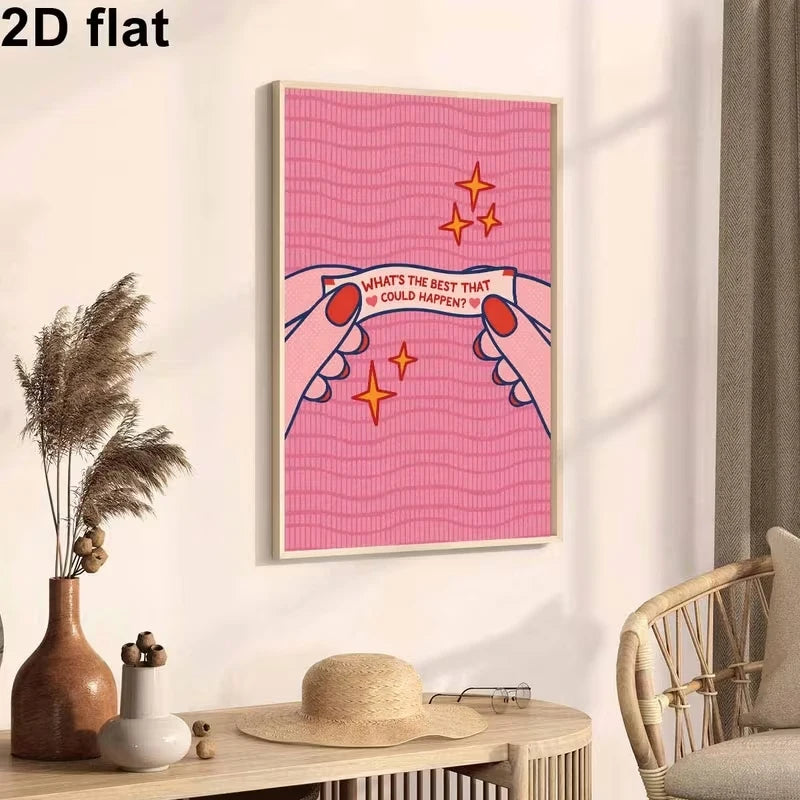 "What's The Best That Could Happen?" Pink Canvas Wall Art