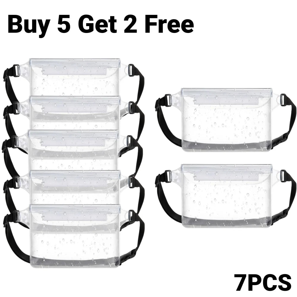 Waterproof Fanny Pack Waist Pouch Triple Zip Dry Bag Phone Passport Holder Beach Swim Kayak Water Sports Cruise Essentials 2026 Peaceful Pleasures Health and Wellness 7PCS