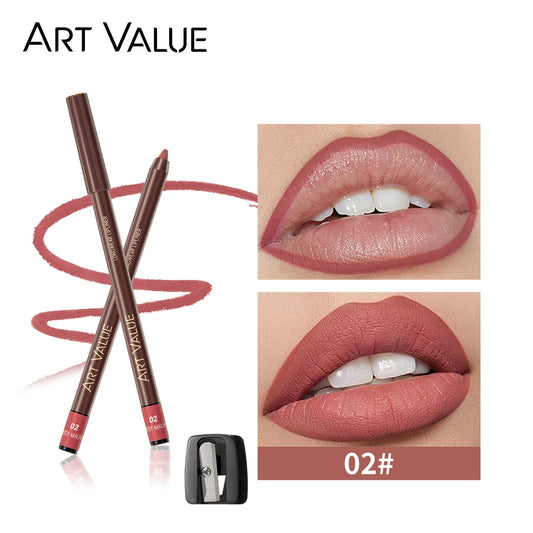 QIBEST Lipliner Pencil Matte Nude Red Contour Tint Lipstick Long Lasting Non-stick Cup Lipliner Pen Makeup Lip Stain Pencil Peaceful Pleasures Health and Wellness