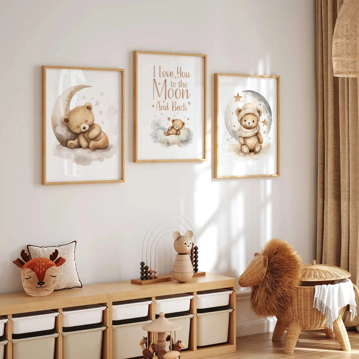 3-Piece "I Love You To The Moon & Back" Canvas Wall Art