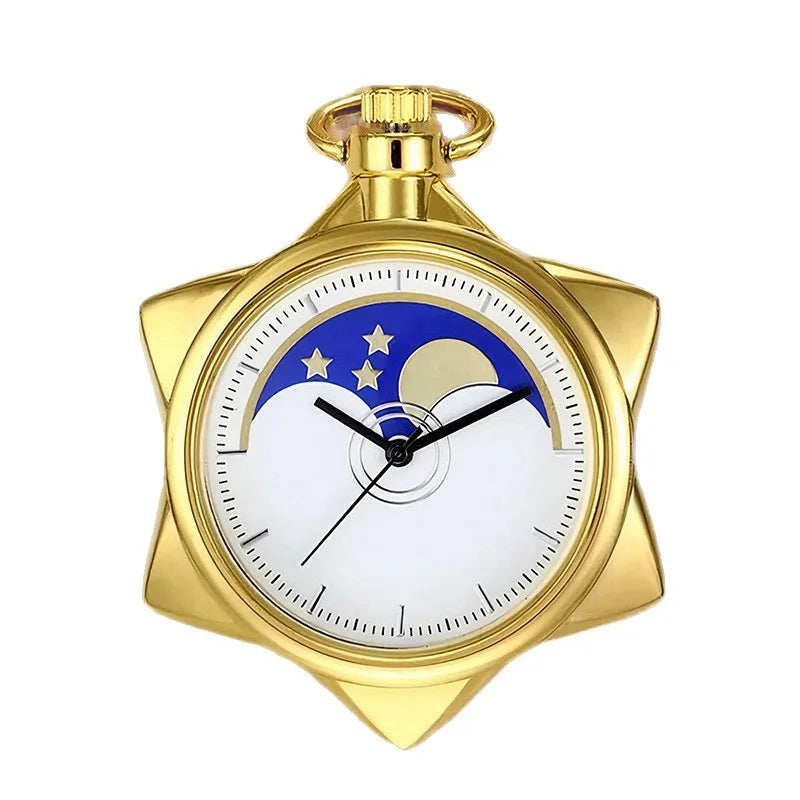 Necklace Pocket Watch,Creative Hexagonal Star Hanging Pocket Watch,Quartz Pocket Watch Sailor Moon Crystal Star Pocket Watch Peaceful Pleasures Health and Wellness