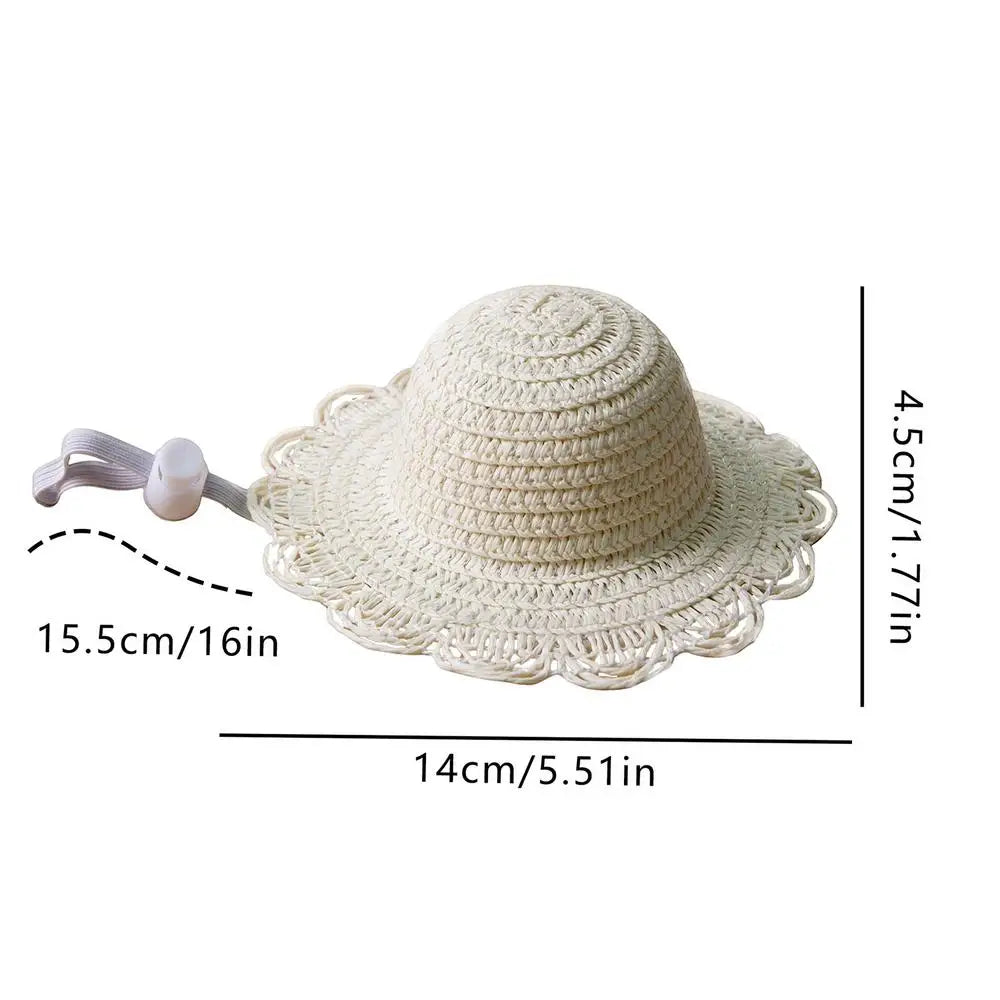 Straw Hat For Dog Adjustable Kitten Headwear Mini Dog Beach Hat For Pet Parents Animal Lovers Trainers Beach Park Walking Hiking Peaceful Pleasures Health and Wellness WHITE China Mainland