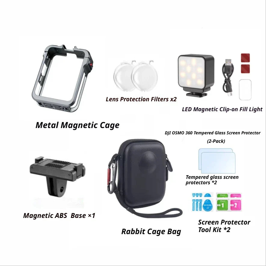 DJI Osmo 360 Metal Cage Quick Release Mount & Cold Shoe Frame