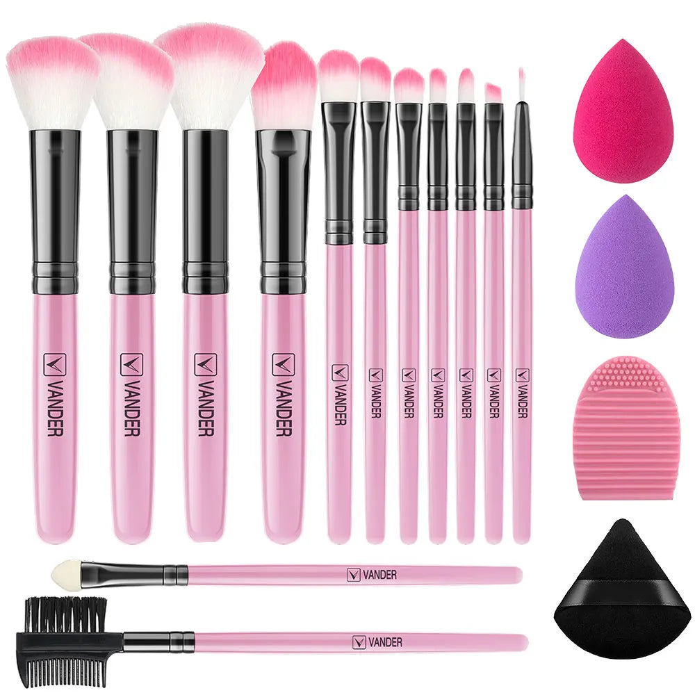Soft Fluffy Makeup Brush & Sponge Set – Blush, Eye & Foundation