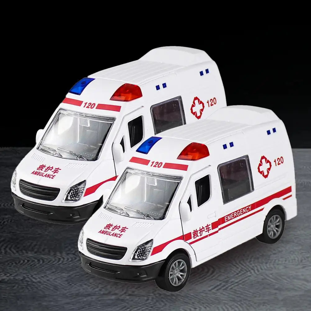Kids Pull Back Ambulance Toy Car | Inertia Model Gift for Boys Pull Back Toy Car Peaceful Pleasures Health and Wellness