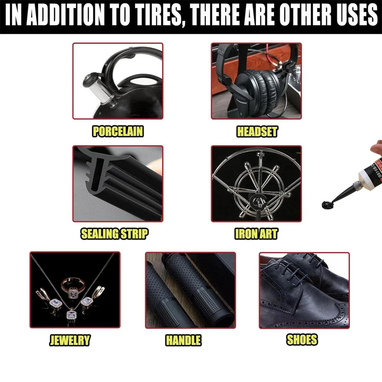 Car Rubber Tyre Repair Glue Quick Drying Formula Fast Repairs Waterproof Glue for Black Shoe Sealant Quick Dry Peaceful Pleasures Health and Wellness