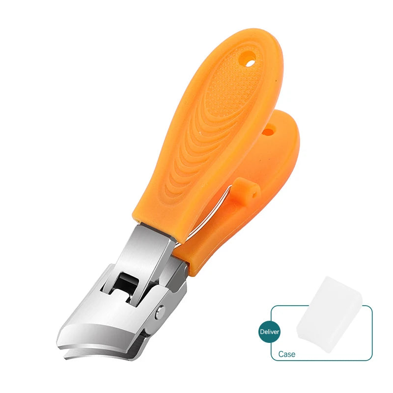 Large Jaw Openning Nail Clipper Thick Hard Slanted Nail Cutter Stainless Steel Manicure Tools Toe Cutter Trimmer Anti-Splash Peaceful Pleasures Health and Wellness Orange