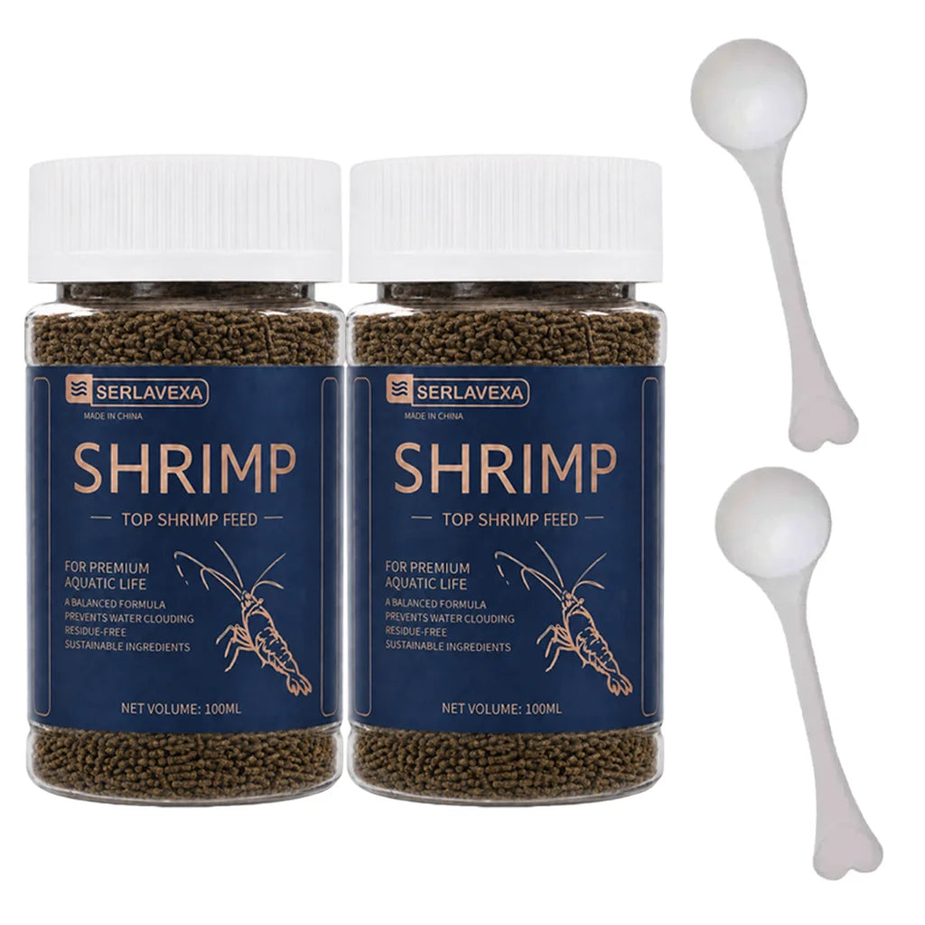 SERLAVEXA High-Calcium Shrimp Food Sinking Pellets with Spoon