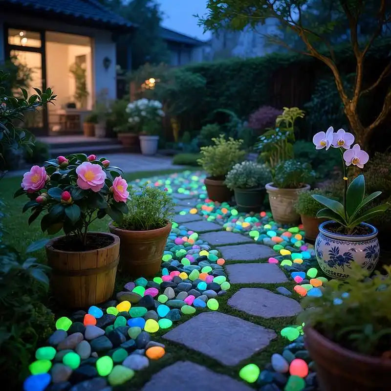 200Pcs Glow in the Dark Pebbles – Garden, Aquarium & Patio
