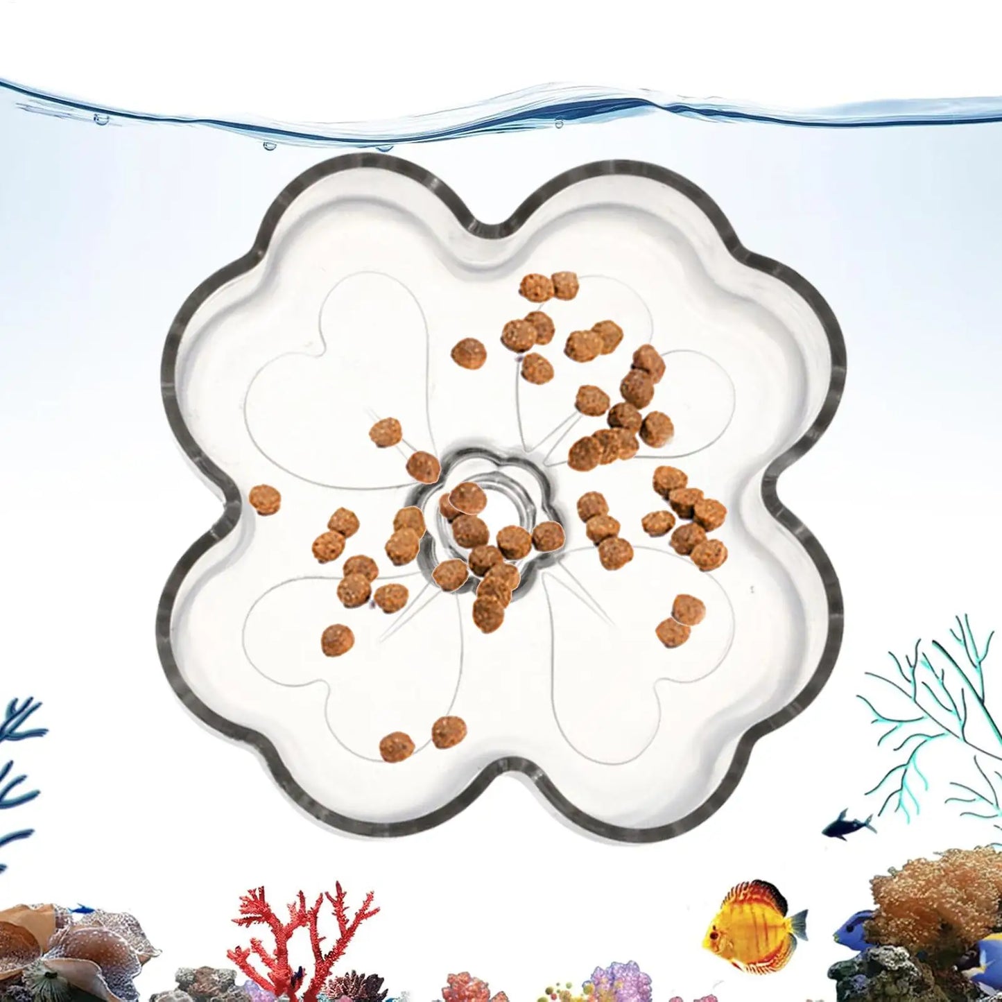 Aquarium Feeder Tray Suction Cup Flower Shaped Fish Food Dish for Turtle Betta Tetra Shrimp Saltwater Freshwater Tank Peaceful Pleasures Health and Wellness