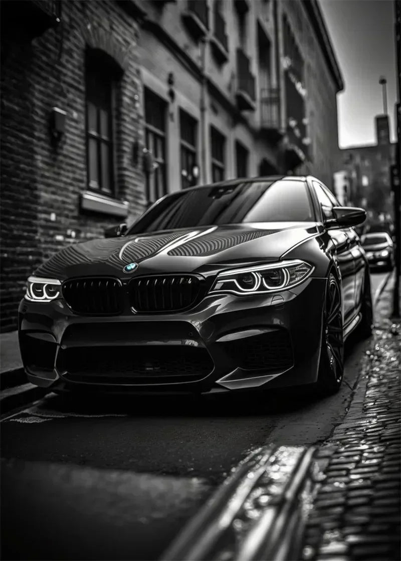 Black and white luxury car canvas super car canvas mural painting living room home aesthetics wall decoration art Peaceful Pleasures Health and Wellness