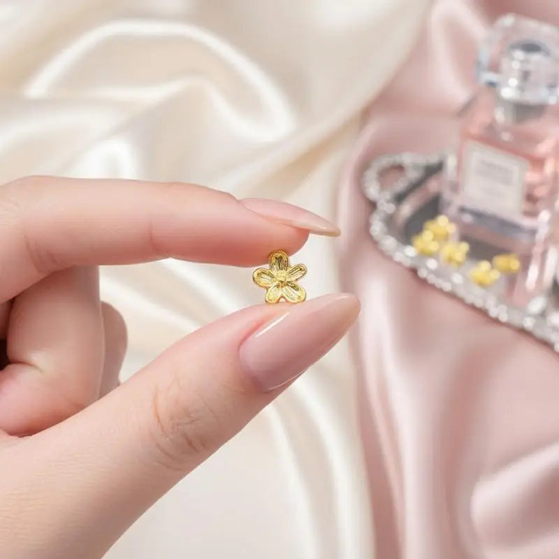 20/30pcs 3D Alloy Flower Nail Art Charms Japanese Silver Gold Lilac Flower Nail Art Decorations Manicure Accessories Peaceful Pleasures Health and Wellness