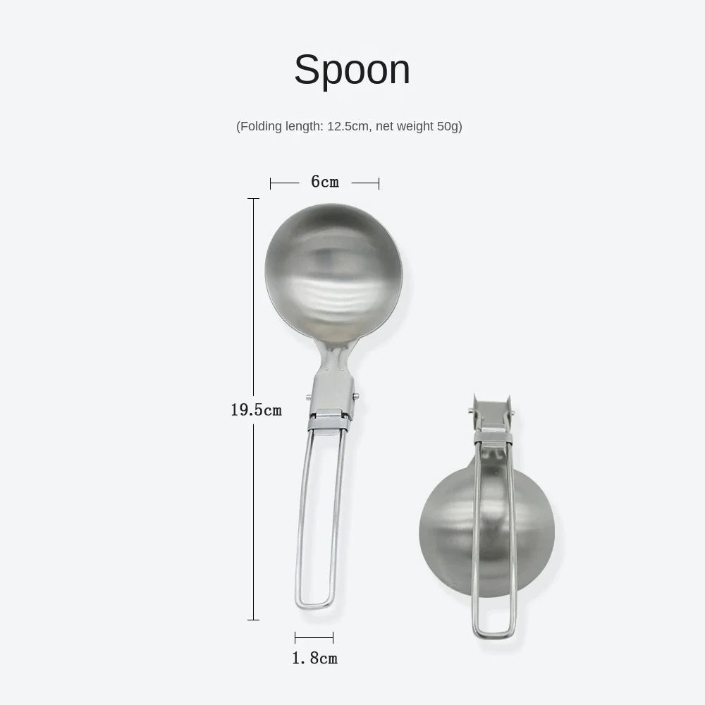 Folding Spatula Spoon Shovel Food Turner Portable 304 StainlessSteel Outdoor Camping BBQ Cooking Tableware Picnic Supplies ﻿ Peaceful Pleasures Health and Wellness Spoon