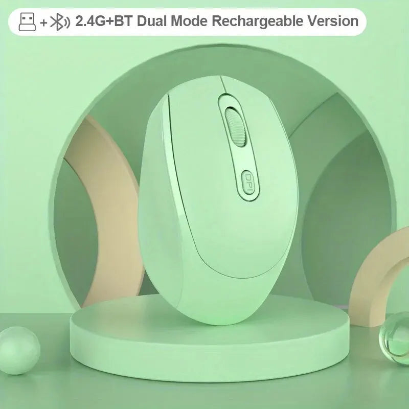 2.4G Rechargeable Dual Mode Wireless BT Mouse(Bluetooth 5.2+USB Receiver) Portable Silent Gaming Mouse,for Laptop/Desktop/Tablet Peaceful Pleasures Health and Wellness SB256-D-GN
