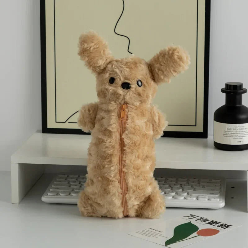 Korea Style Puppy Pencil Case Soft Plush School Stationary Cute Pencil Bag Big Capacity Pen Bag For Student Stationary Peaceful Pleasures Health and Wellness