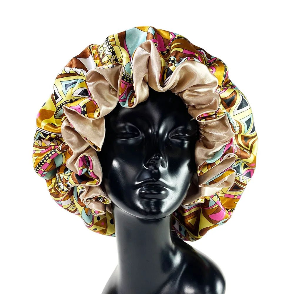 Large Satin Sleep Bonnet Cap – Silky Night Hair Cover Women