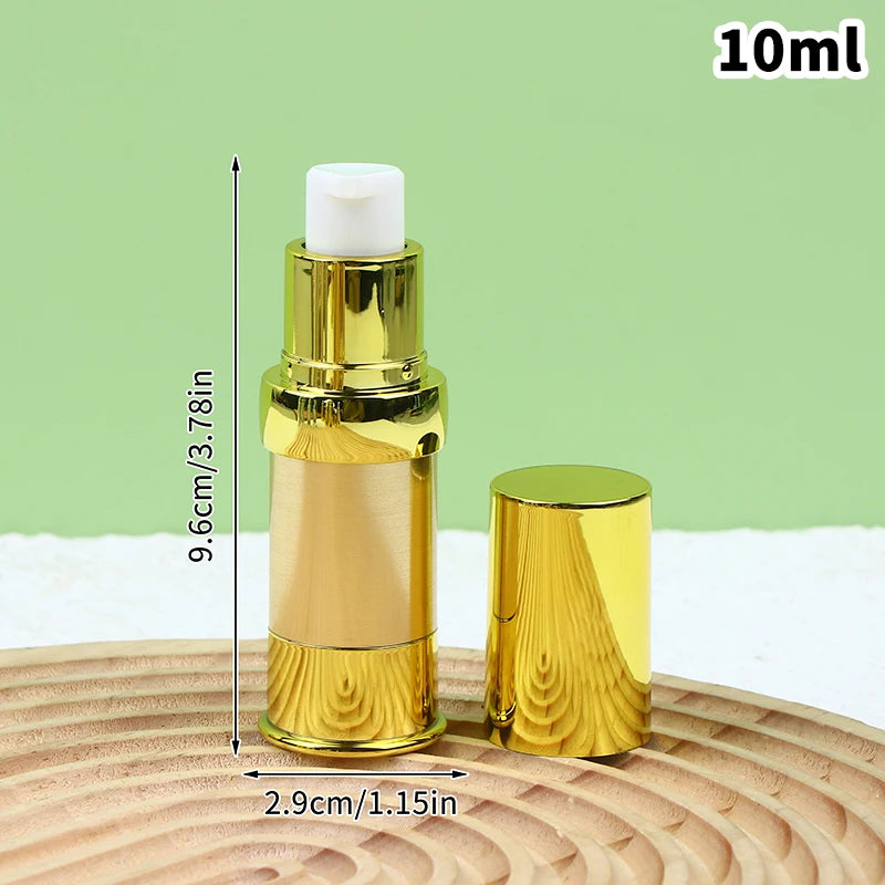 Refillable Airless Vacuum Pump Bottle 10ml 15ml 20ml | Gold Silver