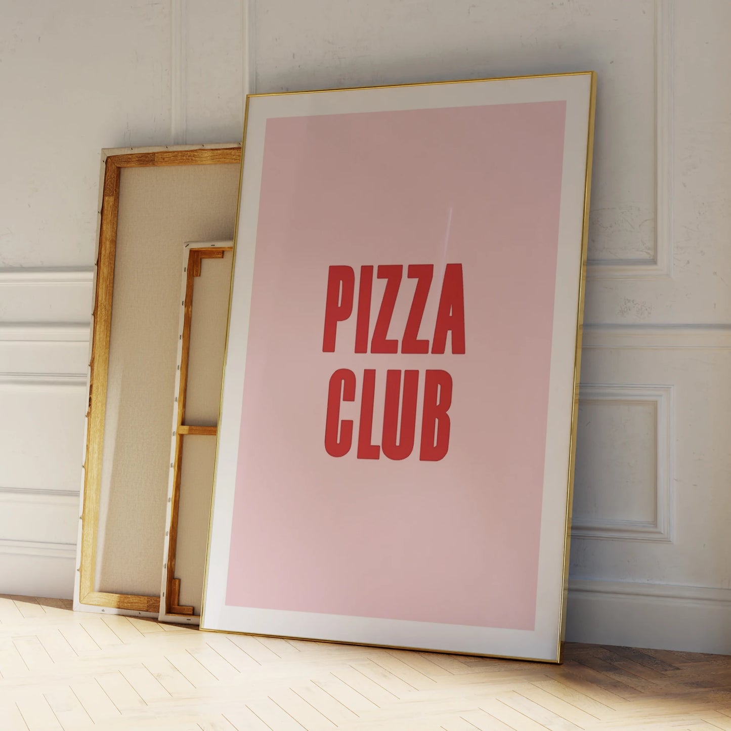 Pizza Club Pink Canvas Wall Art Print | Kitchen Home Decor